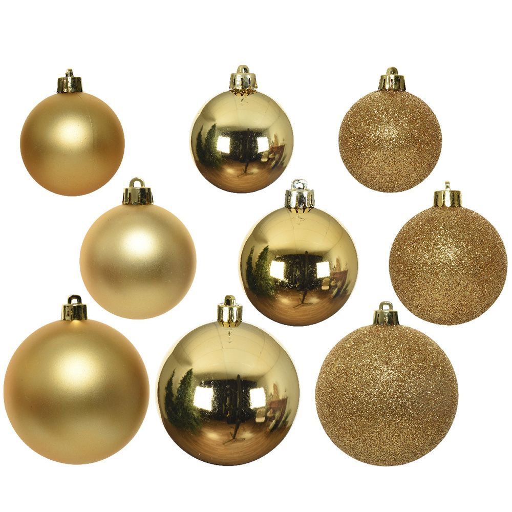 Light Gold Assorted Shatterproof Baubles - 26 Pack