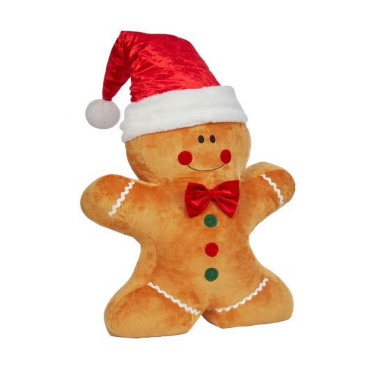 Plush Gingerbread Boy with Red Santa Hat 52cm