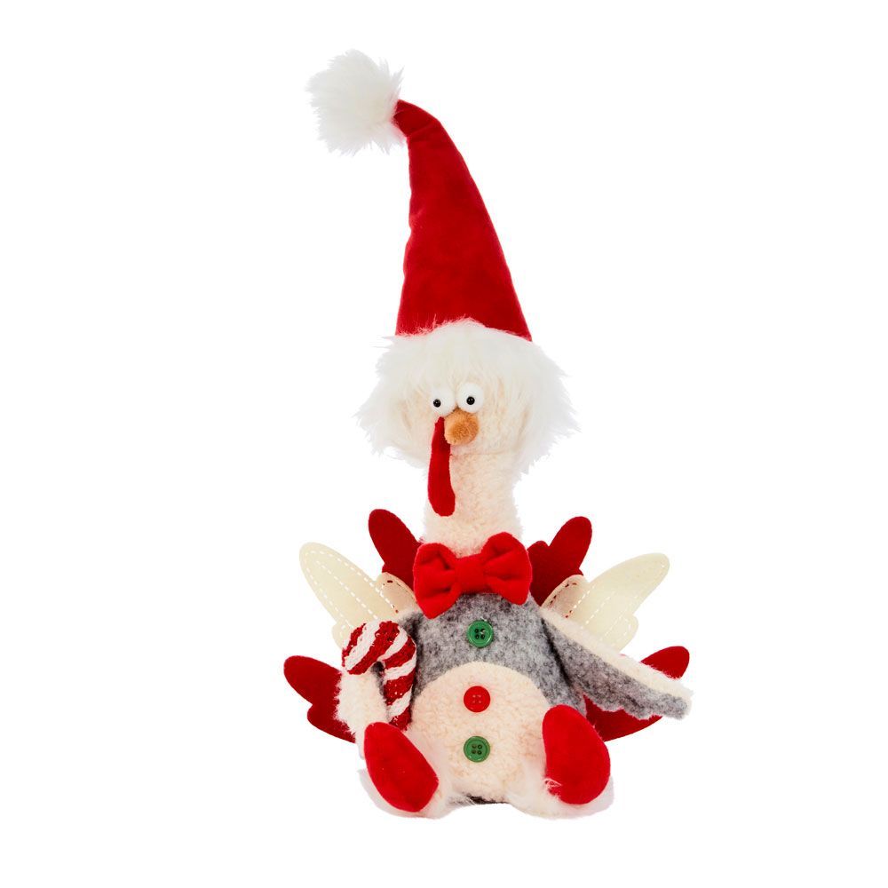 Giblet George Turkey with Candy Cane & Santa Hat 36cm