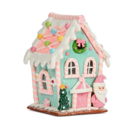 Gingerbread Illuminated Pastel Claydough Santa Ice Candy Cottage 13cm