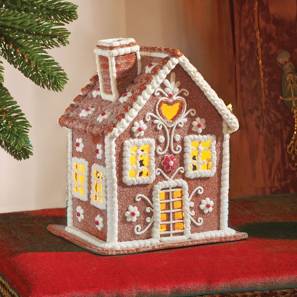 Gingerbread Illuminated Claydough Edelweiss Chalet 26cm