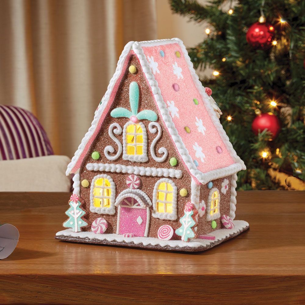 Gingerbread Illuminated Claydough Swiss Chalet 22.5cm