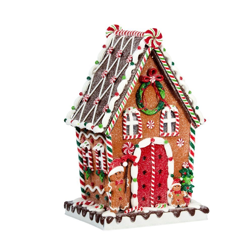 Gingerbread Illuminated Claydough Candy Lodge 34cm