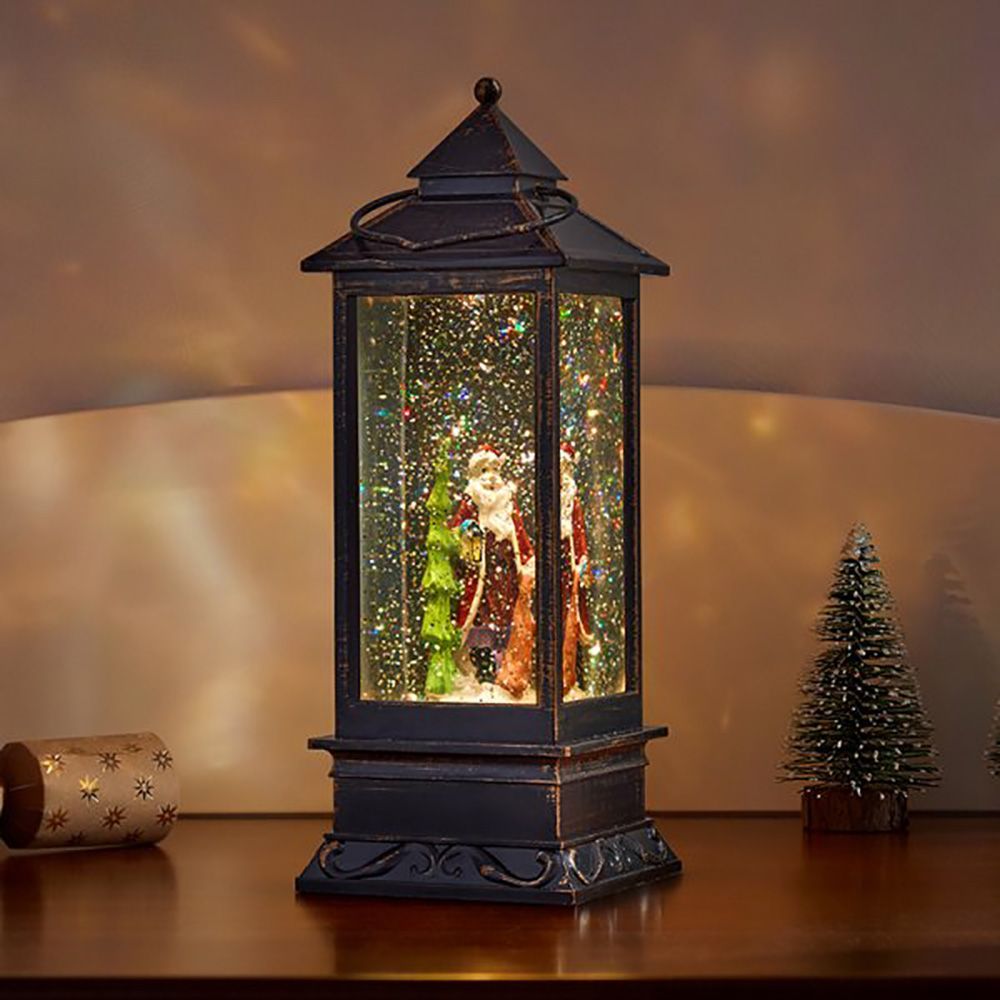 Bronze SnowSwirl Santa Lantern Water Spinner