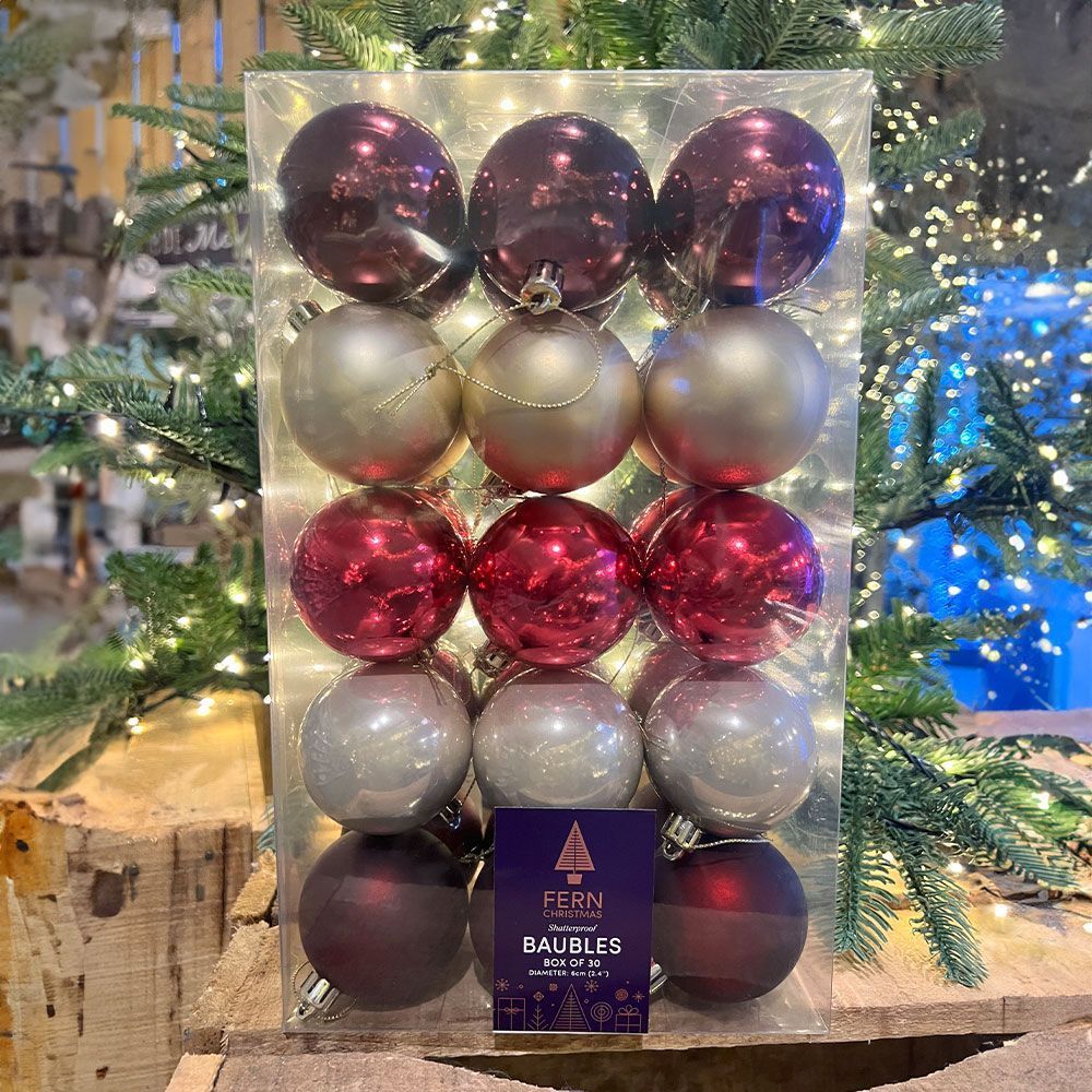 Fern Christmas Mulled Wine Mix 6cm Baubles - 30 Pack