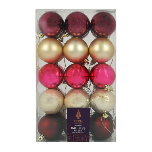 Fern Christmas Mulled Wine Mix 6cm Baubles - 30 Pack