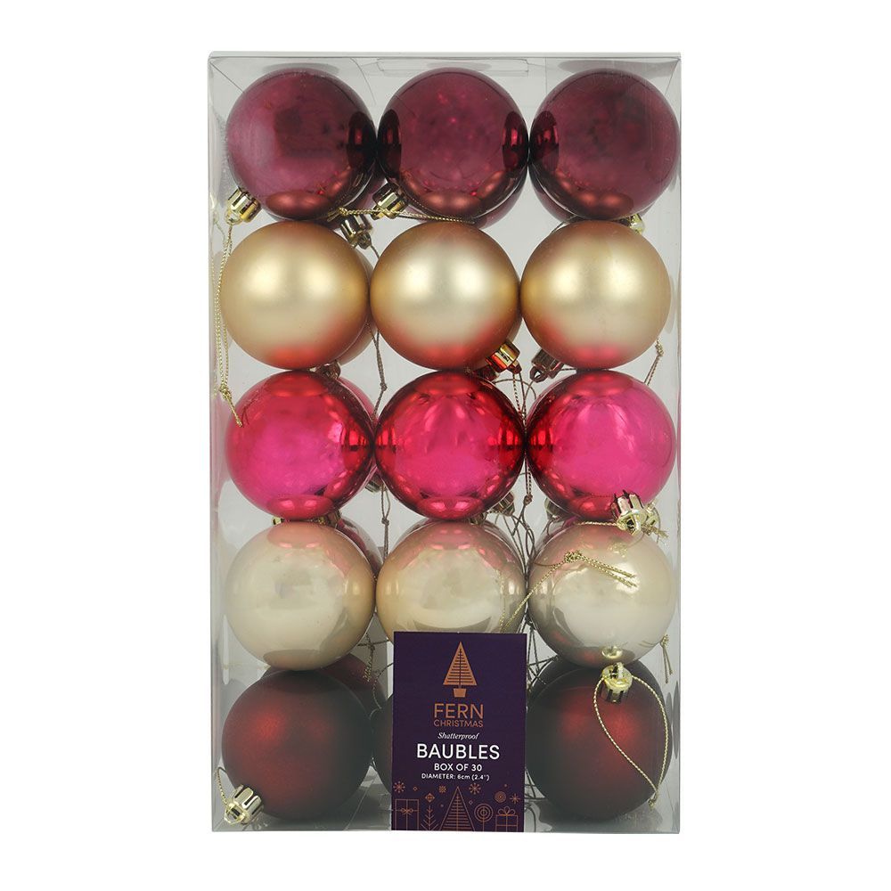 Fern Christmas Mulled Wine Mix 6cm Baubles - 30 Pack