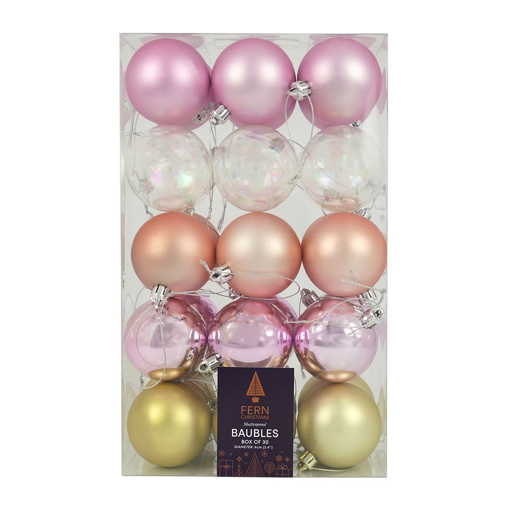 Fern Christmas Sugarplum Mix 6cm Baubles - 30 Pack