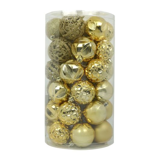 Fern Christmas Gold Premium Textured 6cm Baubles - 37 Pack