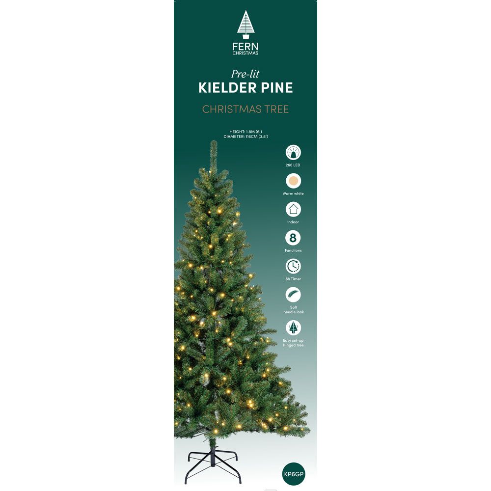 Fern Christmas Kielder Pine Pre-lit Tree 6ft (1.8m)