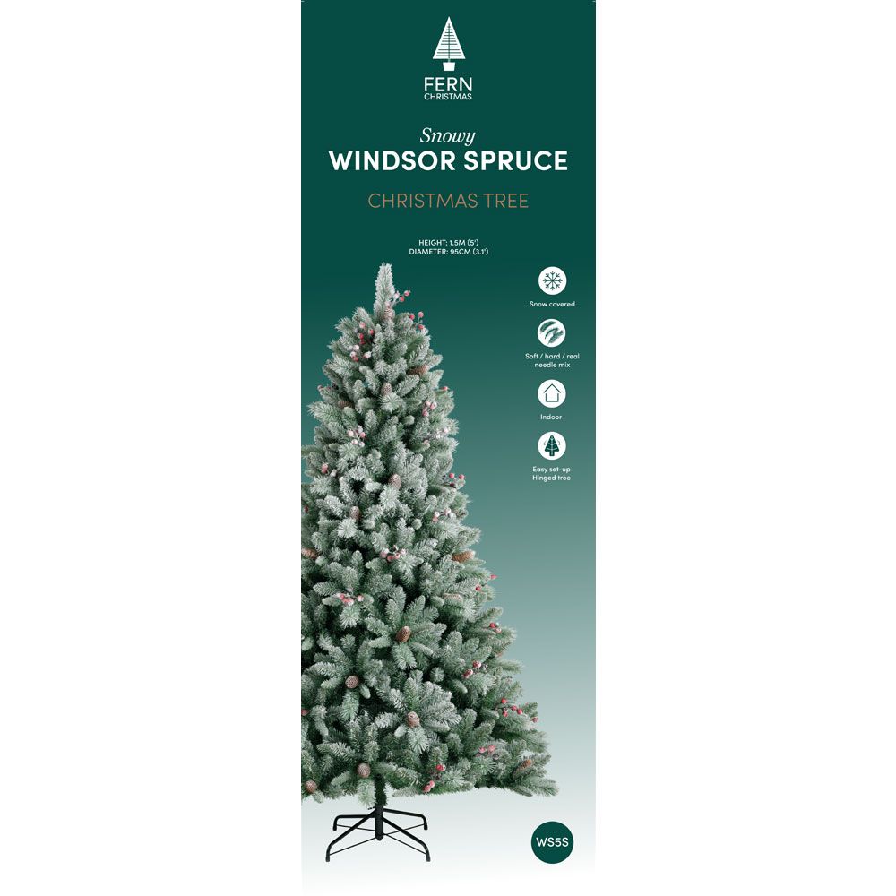 Fern Christmas Snowy Windsor Spruce Tree 5ft (1.5m)