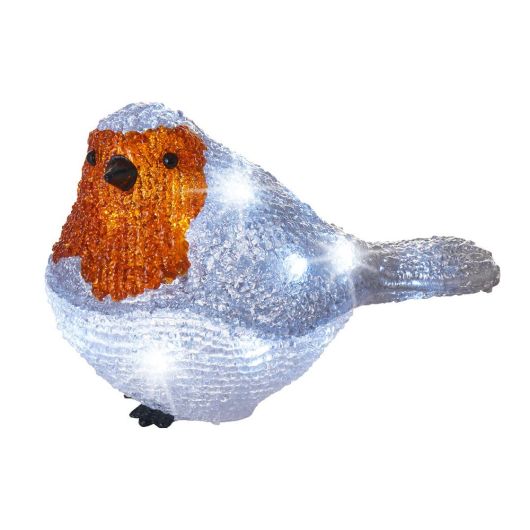 Lumineo Acrylic Robin with 20 LEDs 14cm