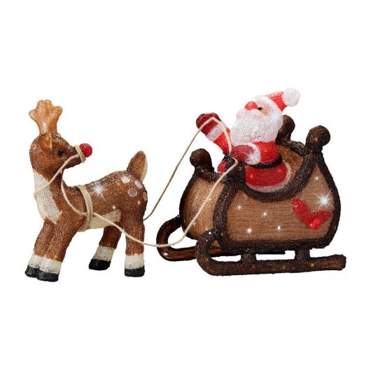 Lumineo Acrylic Red Santa with Sleigh & Reindeer 90 LEDs 47cm