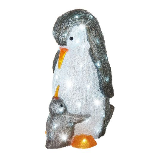 Lumineo Mother & Baby Acrylic Penguin with 60 LEDs 47cm