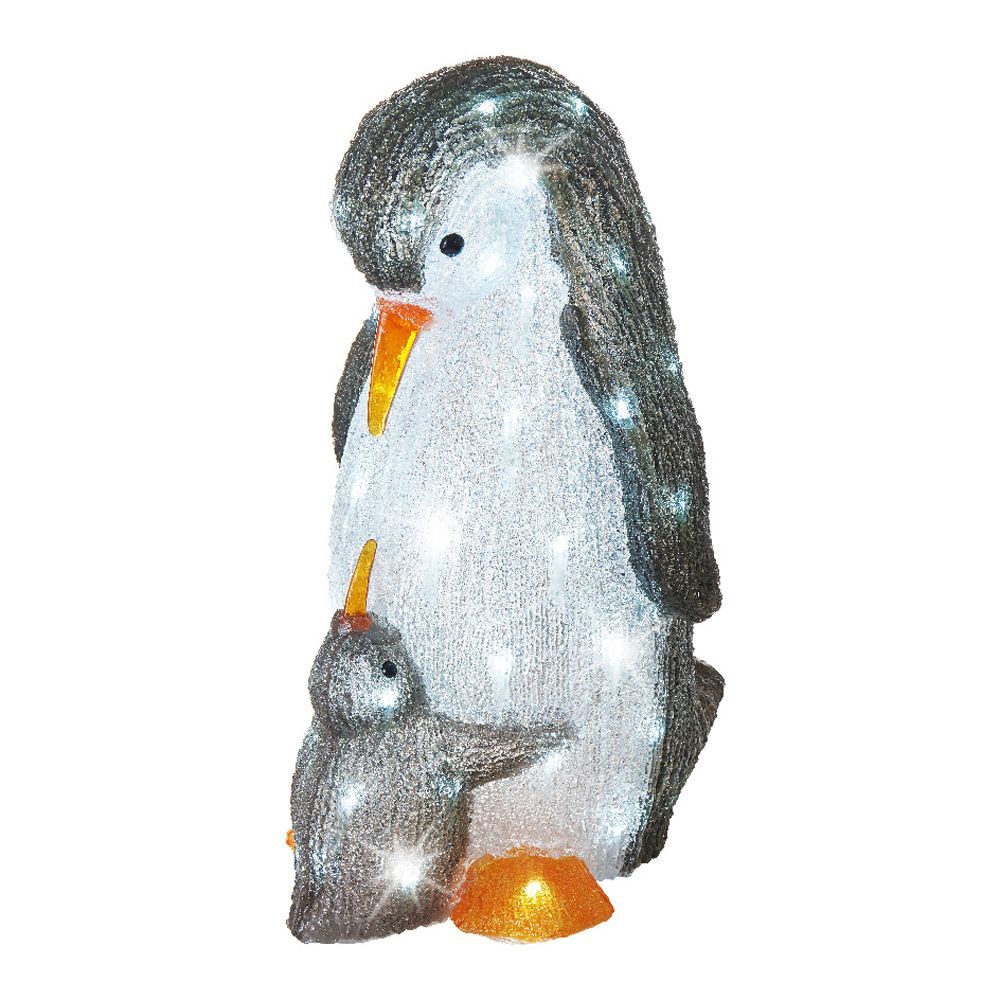 Lumineo Mother & Baby Acrylic Penguin with 60 LEDs 47cm