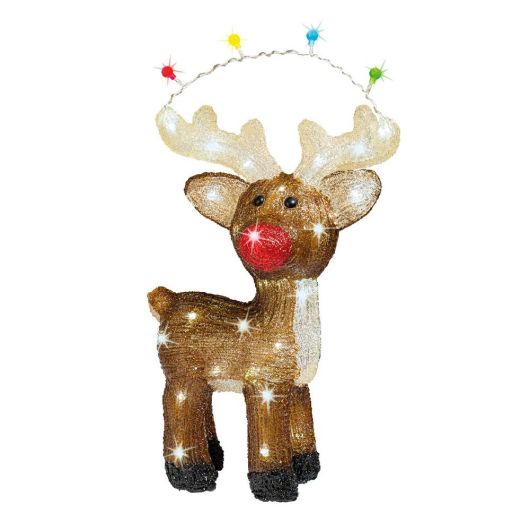 Lumineo Brown Acrylic Reindeer with String Lights in Antlers 48 LEDs 47cm