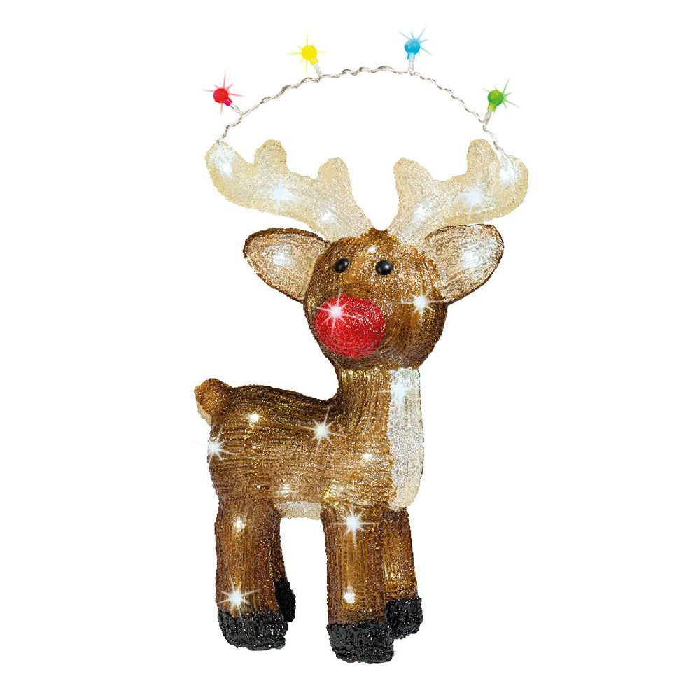 Lumineo Brown Acrylic Reindeer with String Lights in Antlers 48 LEDs 47cm