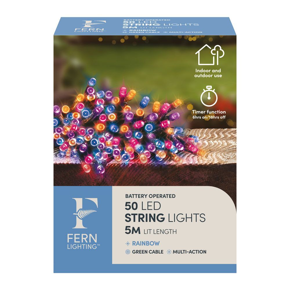 Fern Lighting 50 Battery Operated Rainbow LED with timer - 5m