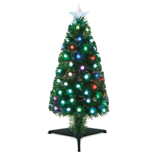 Fern Christmas Green Fibre Optic Tree - Colour Change Balls - 2.6ft (0.8m)