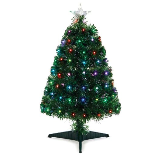 Fern Christmas Green Fibre Optic Tree - Colour Changing - 2.6ft (0.8m)