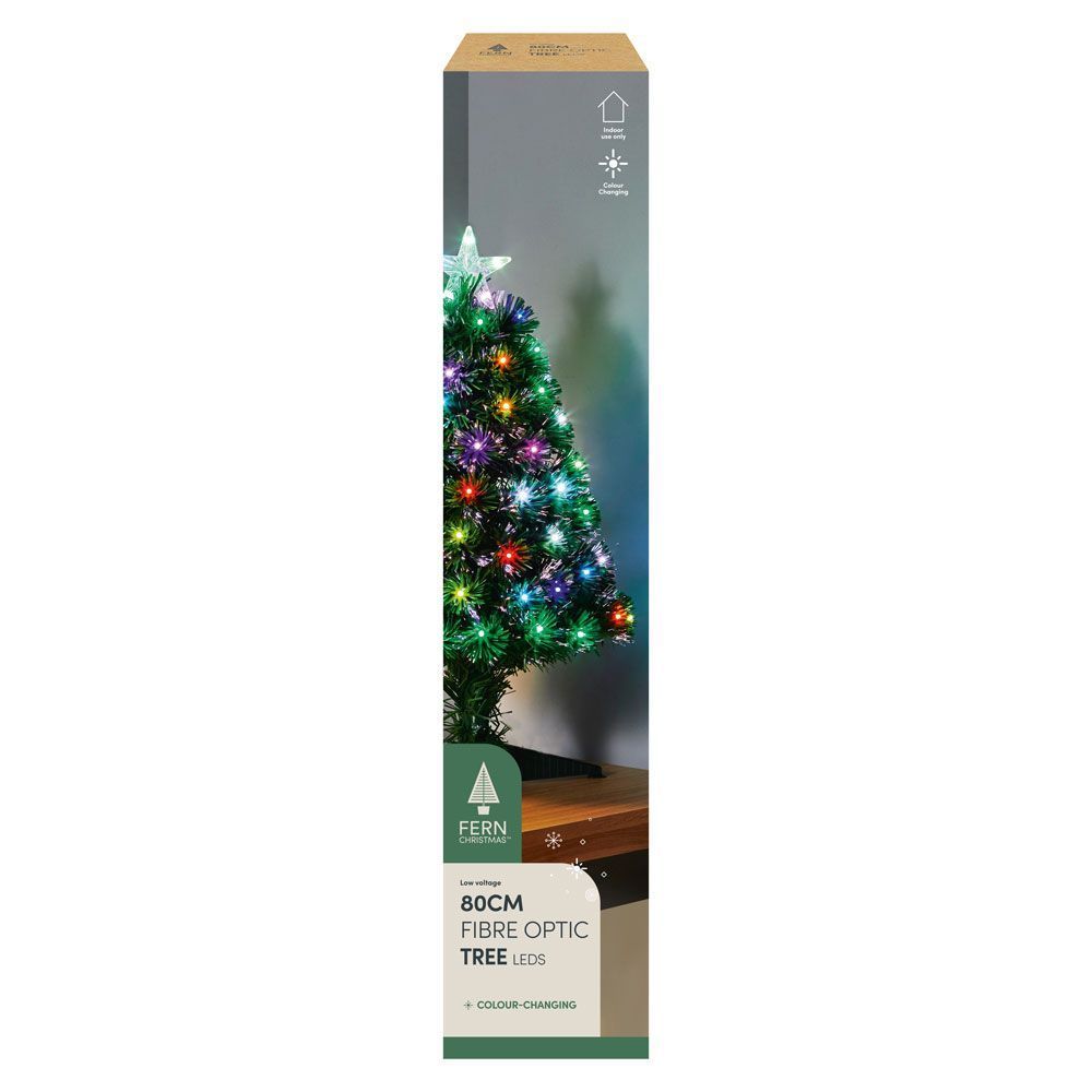 Fern Christmas Green Fibre Optic Tree - Colour Changing - 2.6ft (0.8m)