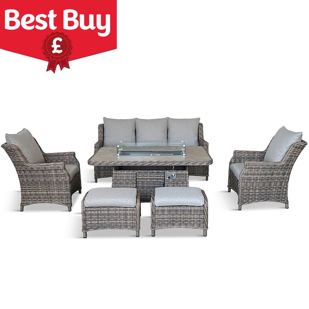 Fern Living Everley Deluxe Lounge Set with fire pit